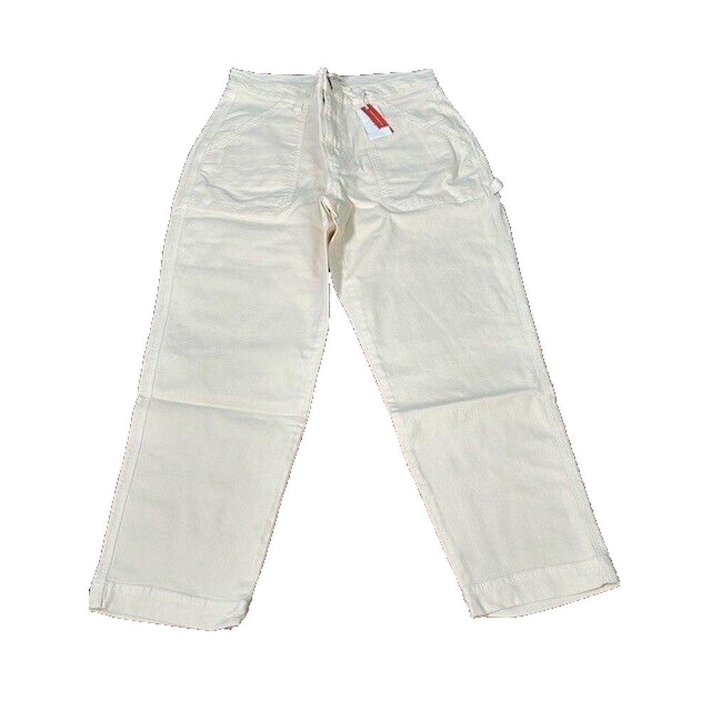 Marine Layer Maya Utility Carpenter Pants Cropped Tapered Leg Cream Size 6 NWT